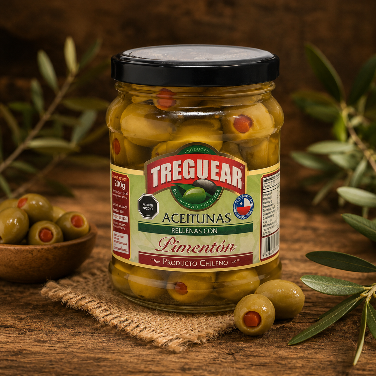 Aceitunas Verdes Rellenas con Pimentón 200 g